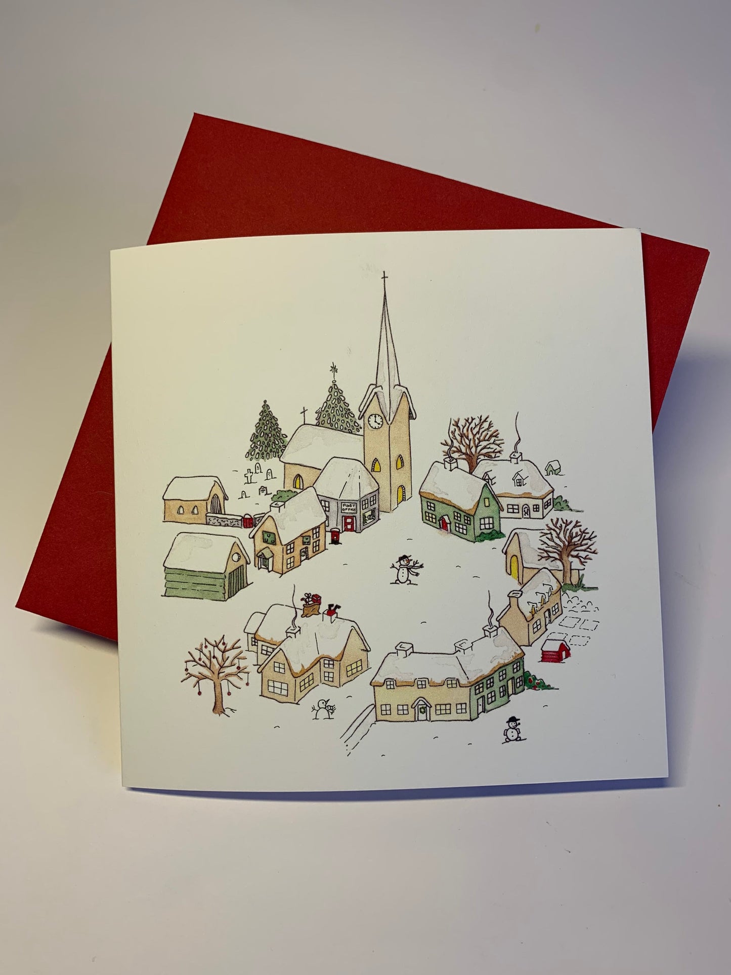 Pack of 5 Traditional Snowy Village Charity Christmas Cards - Original Watercolour Illustration - Hand Finished - Houses, Cottages & Church