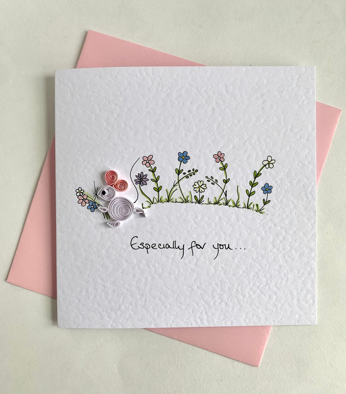 Little Mouse with Hand Painted Spring Flowers