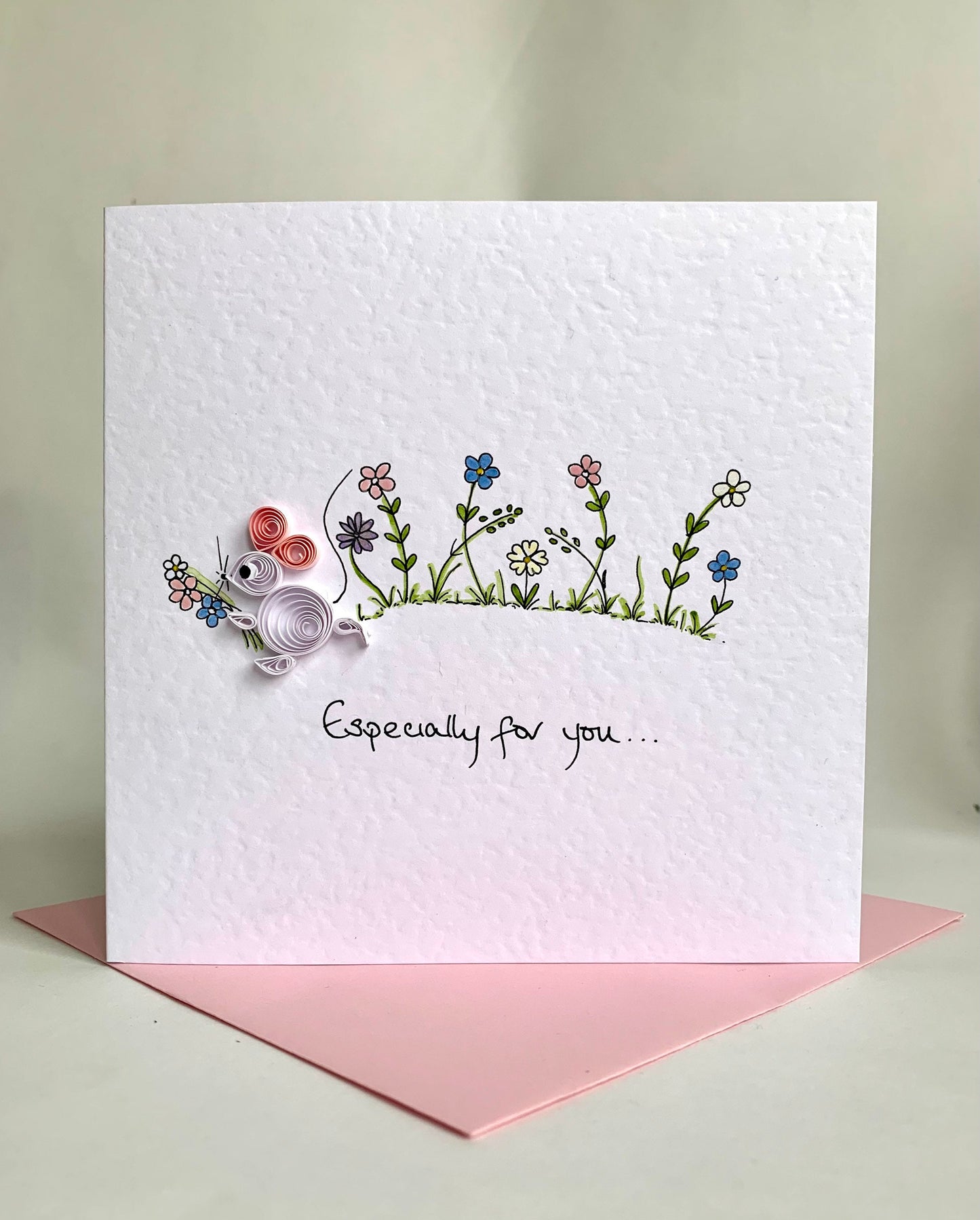 Little Mouse with Hand Painted Spring Flowers