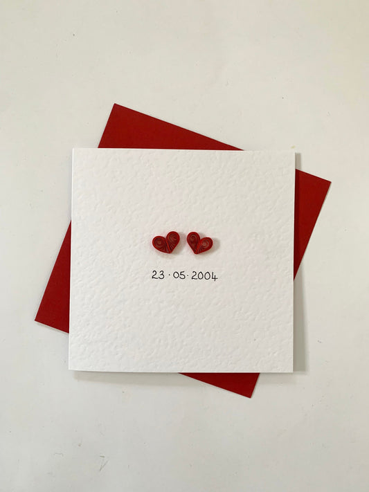 Two Red Love Hearts & Special Date