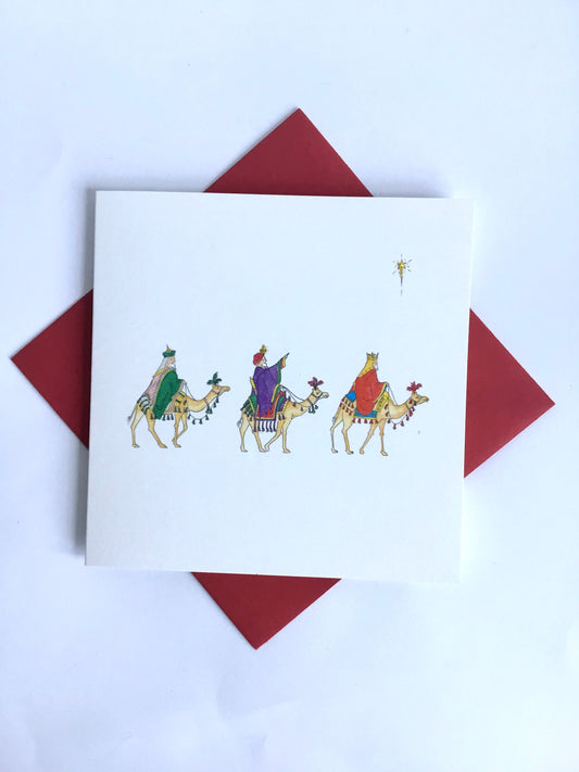 Three Wise Men / Kings / Magi Following the Bethelem Star - Traditional Nativity Christmas Card Pack