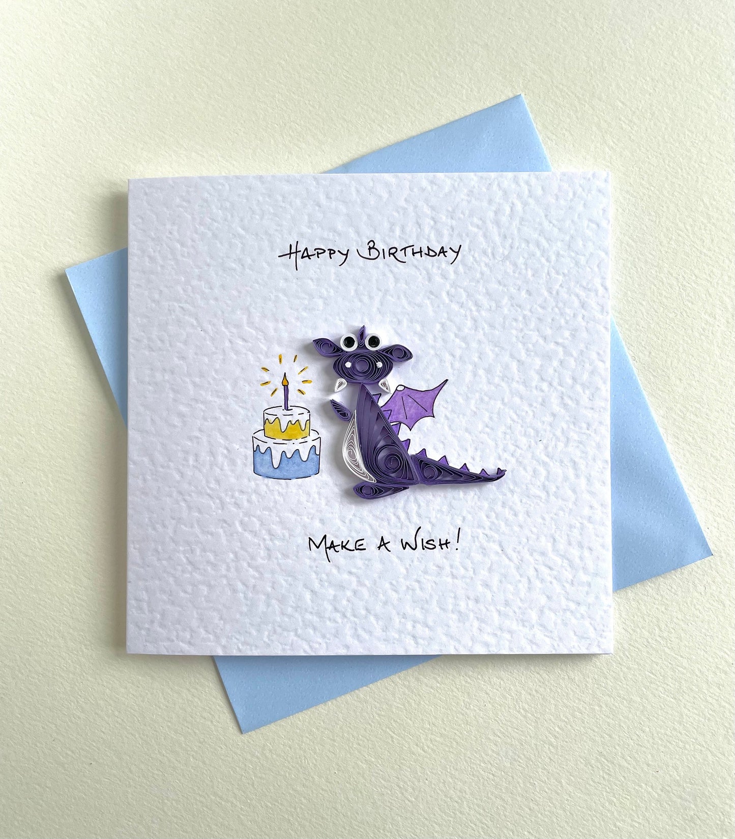 Make A Wish! Quilled Dragon Card - Red, Green or Purple