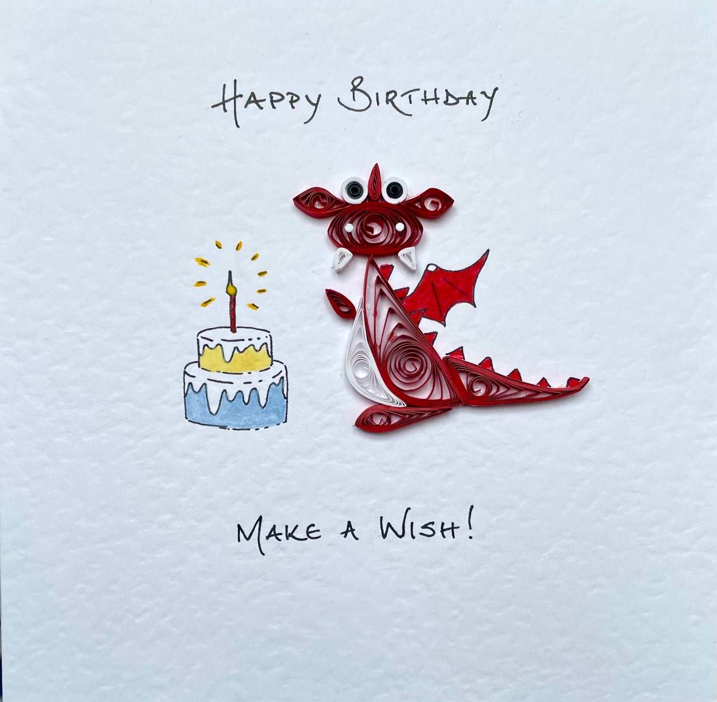 Make A Wish! Quilled Dragon Card - Red, Green or Purple