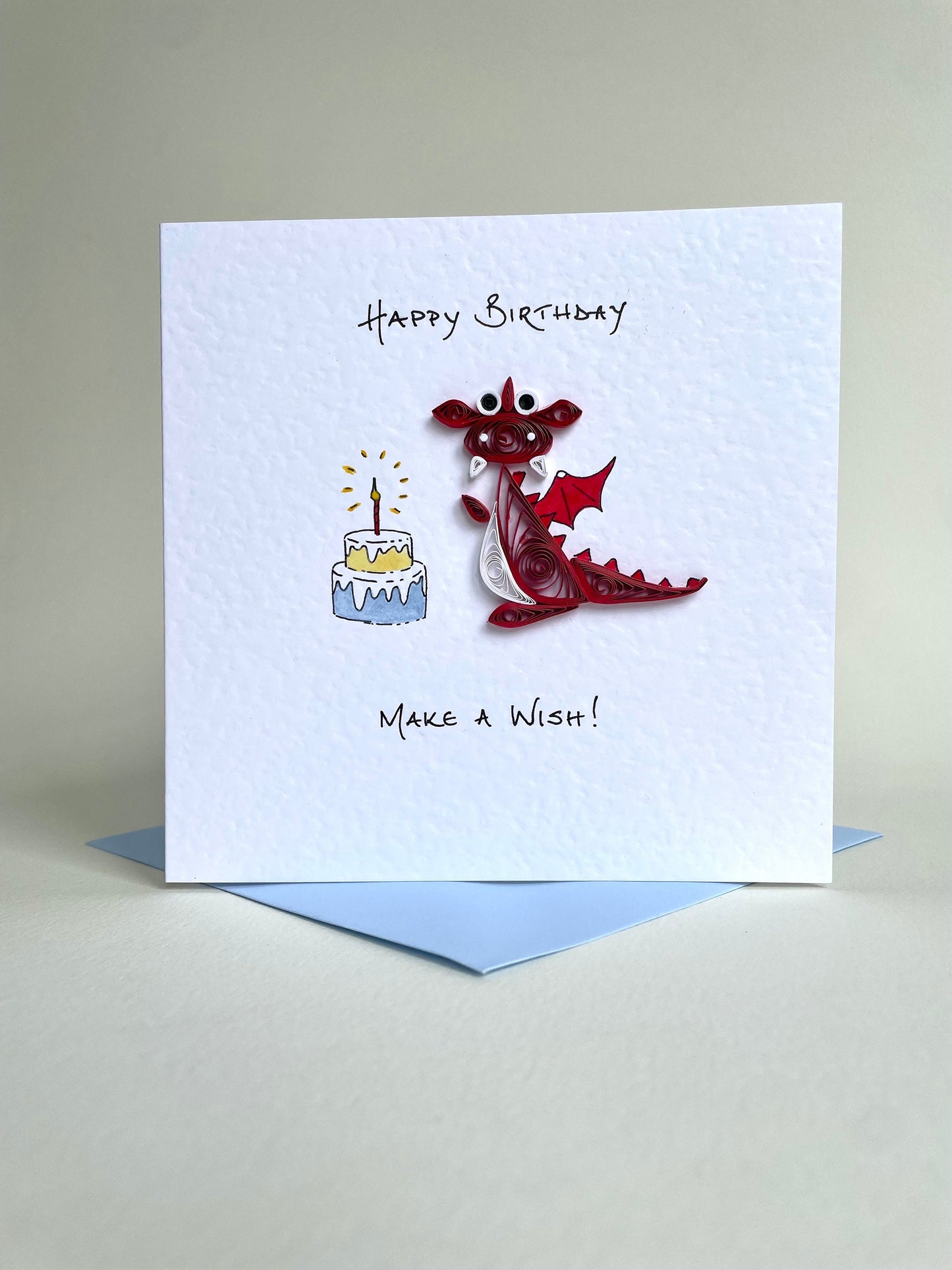 Make A Wish! Quilled Dragon Card - Red, Green or Purple